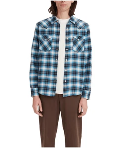 Camisa occidental de franela frontal a presión para hombre talla M - Imagen 1 de 3