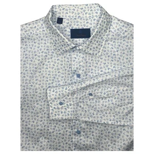 David Donahue Mens Extra Large White Golf Novelty Print Button Up Preppy Sporty - Picture 1 of 13