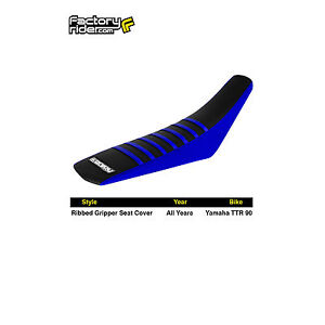 YAMAHA TTR 90 Seat Cover Gripper   BLUE SIDES / BLACK TOP / BLUE RIBS  #127