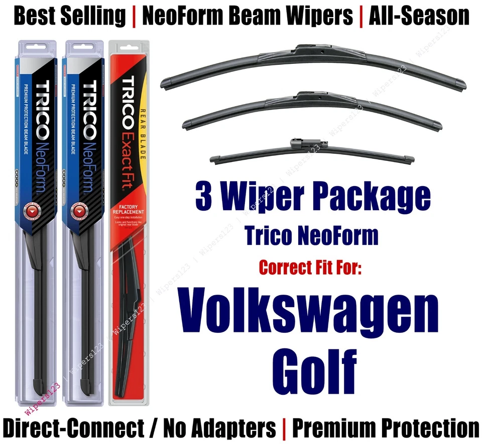 3pk Wipers Front/Rear NeoForm 2010-2014 Volkswagen Golf 162415/1915/13G - Image 1 of 1