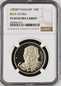 1983BP HUNGARY 100 FORINT BELA CZOBEL - NGC PF 69 ULTRA CAMEO - Picture 1 of 2