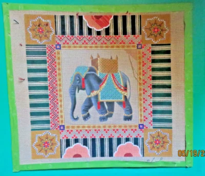 Leigh Designs Mahal Fantasy Elephant Handpainted Canvas Only 16 x 16" Pre-Worked - Image 1 of 4