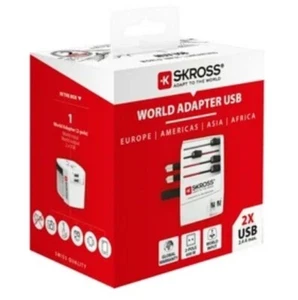 Skross World Travel Adapter MUV USB Europe Americas Asia Africa- White - Picture 1 of 10