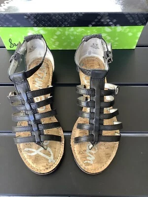 Sandalias de cuero Sam Edelman 5M Donna negras gladiador cuña baja para mujer Foto 1 de 4