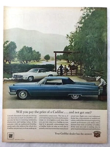 Coche Cadillac 1967 anuncio impreso vintage anuncio GM CARS caballos rancho vaquero - Imagen 1 de 1