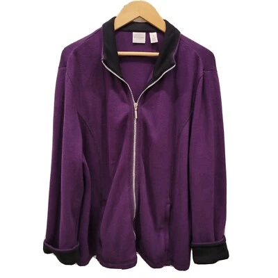 Chaqueta de punto Weekends by Chico's manga larga cremallera completa talla 3 (L) Foto 1 de 4