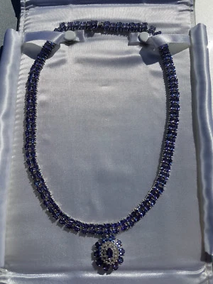 Collar y anillo y pendientes de tanzanita a juego Foto 1 de 4