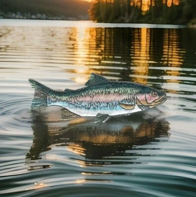 Realistic Rainbow Trout Game Sport Trophy Fish Embroidery Patch - Image 1 of 4