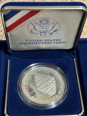 1987 US Constitution Commemorative Silver Dollar Coin NGC Mint Condition Unopen - Image 1 of 4