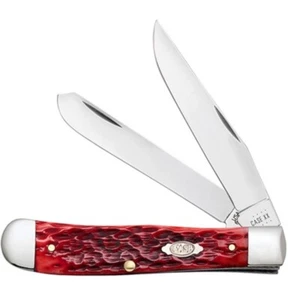 Case XX USA Peachseed Dark Red Bone 31950 Carbon Trapper Pocket Knife - Picture 1 of 1