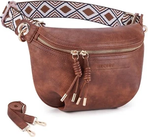 Bauchtasche Crossbody Bags für Damen Vegan Leder Gürteltasche Hüfttasche 1-1 Braun - Bild 1 von 7
