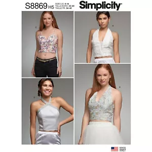Simplicity 8869 Sz 6-22 Crop Halter Top Sweetheart Tank Low Cut Formal Pattern - Picture 1 of 4
