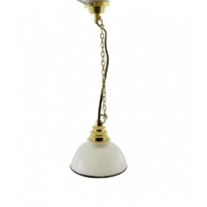 Poupées Maison Pendentif Lumière Blanc Coolie Abat-Jour Noir Bande 12V Éclairage - Photo 1/8