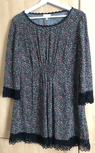 GHOST Silk Dress Tunic Ladies Size 16 Vintage Lace Multicoloured VGC - Picture 1 of 8