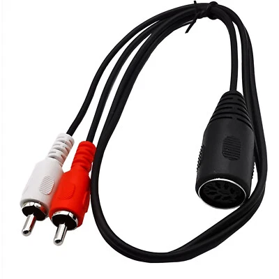 7-Pin 7 PIN DIN Female Jack to 2x RCA Phono Male Plug Audio Cable Adapter 0.5m - Image 1 of 4