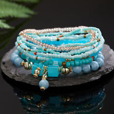 8 pièces/lot boho multicouche cristal bracelet perles femmes bijoux cadeau neuf