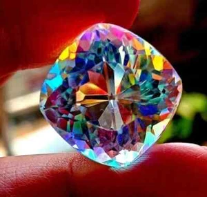 Certified 45 Ct Natural Rainbow Color CUSHION Cut Mystic Topaz Loose Gemstone - Picture 1 of 7