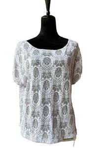 MERRELL $69 WHITE BurnOut Adjustable Short Sleeves T SHIRT TOP SHIRT SZ XL/TG - Picture 1 of 8