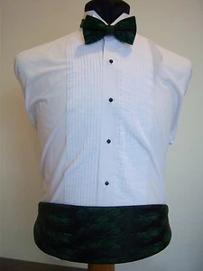 Black/Green Formal Cummerbund & Bow tie set-one size fits most-brush stroke-FB - Picture 1 of 3