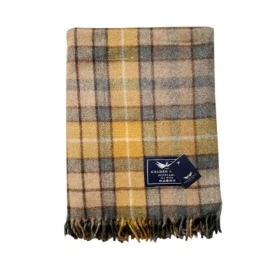New BNWT Scottish Throw Large Wool Tartan Rug Natural Buchanan Blanket - Image 1 of 2