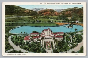 Postcard Broadmoor Hotel Colorado Springs CO Unposted Cheyenne Mountains - Picture 1 of 2