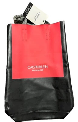 Calvin Klein Fragrances Tote & Clutch Purse Black Red Faux Leather - Image 1 of 4