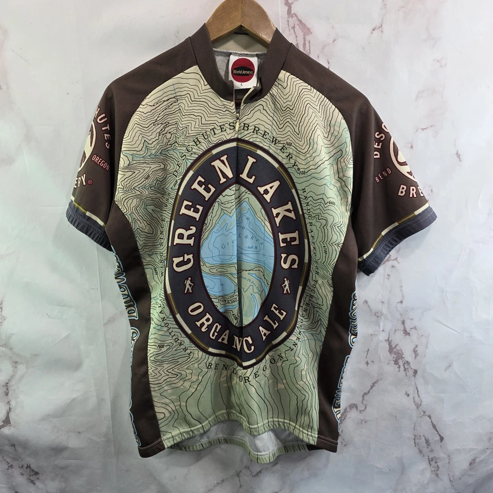 Camiseta deportiva de ciclismo Deschutes Brewery para hombre grandes camisetas de palabra Great Lakes cremallera bicicleta Foto 1 de 4