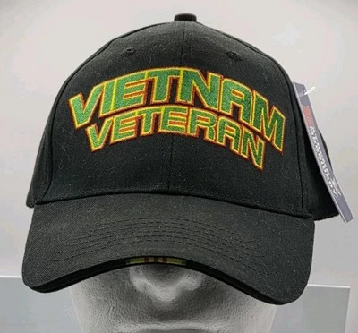 Chapéu boné preto bordado ajustável veterano de guerra dos EUA Viernam novo com etiquetas - Imagem 1 de 4