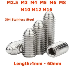 M2,5 M3 M4 M5 M6-M16 Feder Kugelkolben Madenschrauben Innensechskant A2 rostfrei - Picture 1 of 7