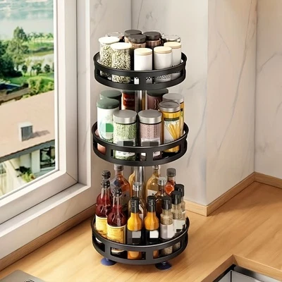 3 Tier Turntable Lazy Susan Organizer Rotating Spice Rack Organization - Image 1 of 4