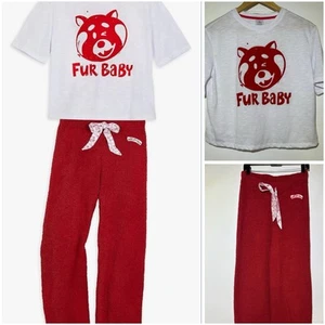 Disney Store Women’s Turning Red Fur Baby for Fuzzy Pajama Set Pants & Tee Small - Picture 1 of 7