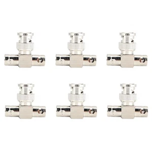 ｀6Pcs Bnc Male Connector To Bnc 2 Female T Shape Adapter Converter - Zdjęcie 1 z 10