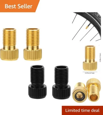 Paquete compacto de 4 adaptadores de válvula de bicicleta de aluminio, funcionalidad Presta a Schrader Foto 1 de 4