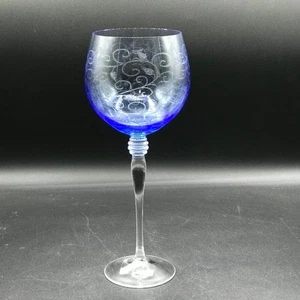 Mikasa Hand Blown with Stippling Czech Republic Celestial Blue Wine Glass - Mint - Picture 1 of 8