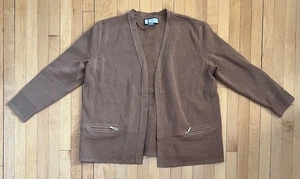 Charter Club Peitite hellbraune offene Strickjacke 3/4-Zoll-Ärmel - PS - Bild 1 von 6