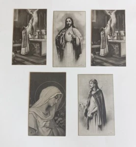 Menge 5 Vintage polnisch-katholische heilige Karten Jesus Maria Priester - Bild 1 von 7