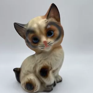 Vintage Calico Cat Figurine Marked Japan Adorable Sitting Glazed Ceramic - Picture 1 of 11