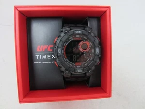 NEW Timex UFC Redemption Resin Strap Digital 50mm Wrist Watch Timer Black Red - Picture 1 of 11