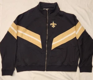 Women's WEAR Black New Orleans Saints Plus Size 2X Yarn Dye Stripe Jacket - Picture 1 of 5