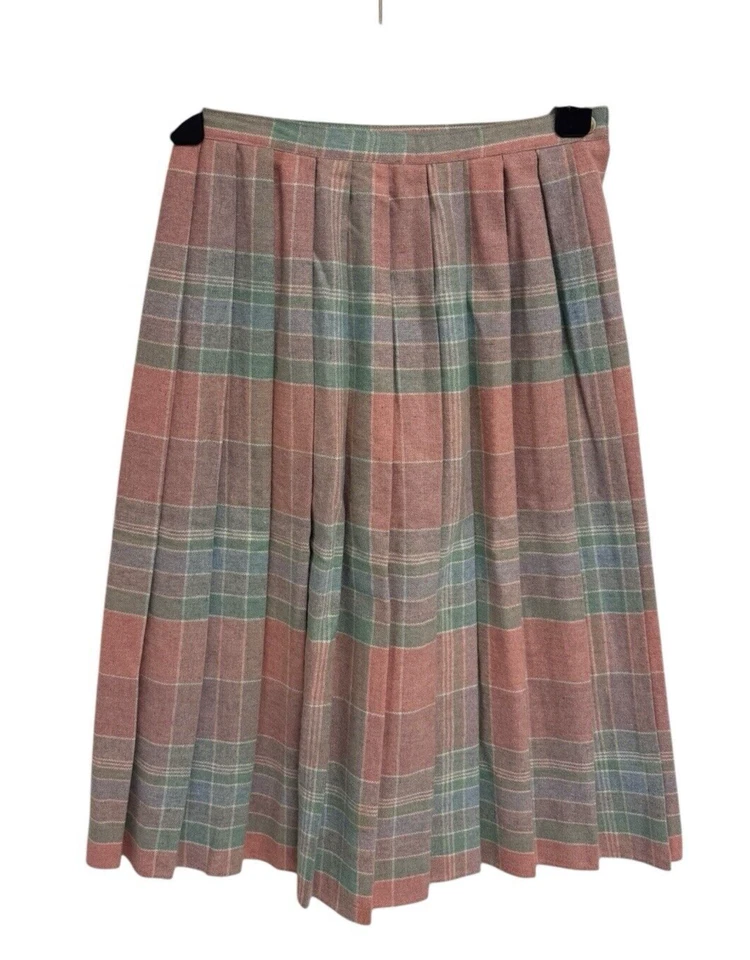 Falda Larga Vintage Años 60 Claude Mujer Plisada Cuadros Rosa Hecha en EE. UU. Talla 7 Foto 1 de 4