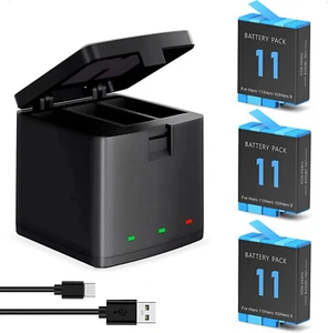 3 Pack Hero 9/10/11 Battery with 3-Channel Battery For Gopro Hero 9 10 11 Camera - Picture 1 of 6
