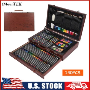 140 Piece Art Set Drawing Painting Colored Pencils Crayons Professional Art Kit - Picture 1 of 16