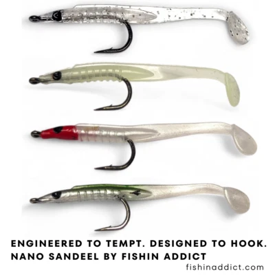 Nano Sandeel Saltwater Soft Plastic LRF SeaBass Fishing 50 mm 4 pk FISHIN ADDICT - Image 1 of 4