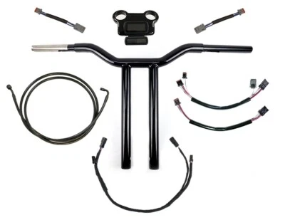 Kit de manillar Harley Softail Street Bob 12"-16" MX-T barra negro brillante ¡Hecho en EE. UU.!! Foto 1 de 4