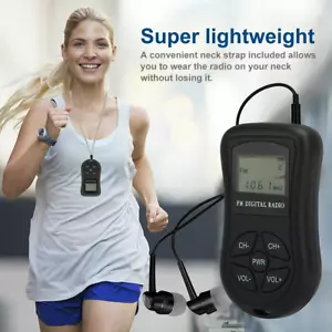 Mini Digital Portable Pocket LCD FM Radio Stereo Receiver for Walking w/Earphone - Picture 1 of 8