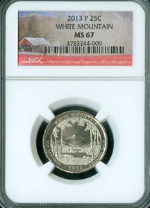 2013 P WHITE MOUNTAIN PARKS LABEL QUARTER  NGC MS67 . - Picture 1 of 2