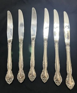 Lot Of 6 Oneida Affection Dinner Knives 9" Embellished Floral Handle - Picture 1 of 9