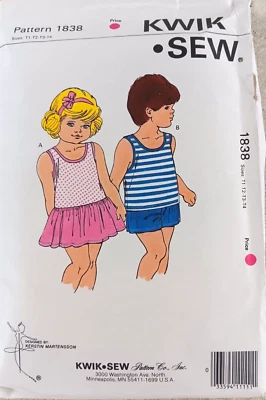 Kwik Sew Sewing Pattern 1838 Sizes T1-T2-T3-T4 Children's - Image 1 of 3