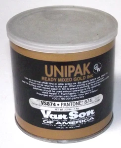 NOS 2.2 Lb Can Van Son Unipak VS874 Ready Mixed Gold Offset Letterpress Ink - Picture 1 of 4