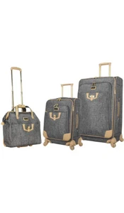 Nicole Miller Softside Expandable lightweight suitcase Set, 3PC, Paige Silver  - Picture 1 of 7